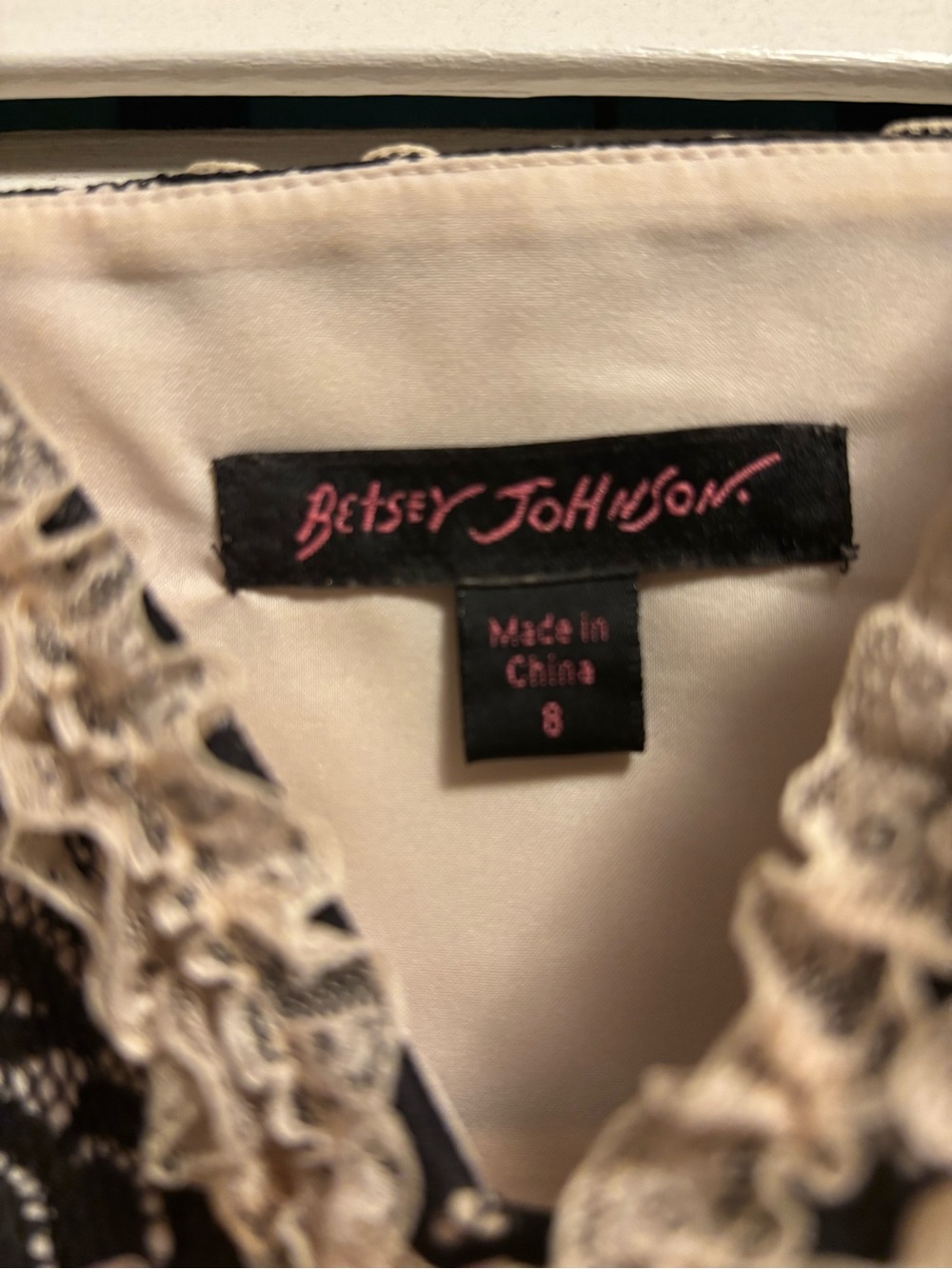 Betsey Johnson Black and Cream Lace Trim Slip - Picture 4 of 4